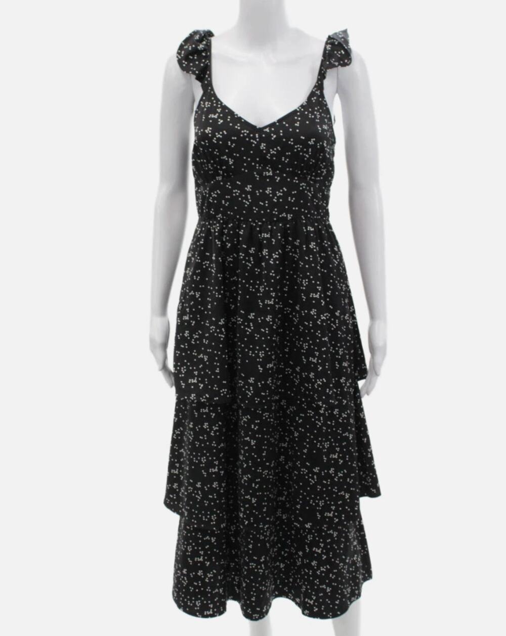 Saltwater Luxe Dotted Polka Dot Tiered Midi Dress Medium